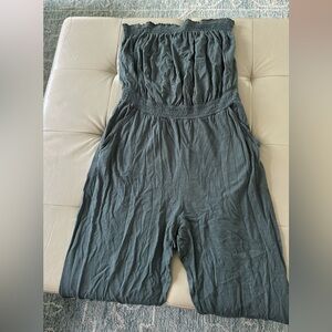 Aerie Olive Green Smocked Detail Jumpsuit